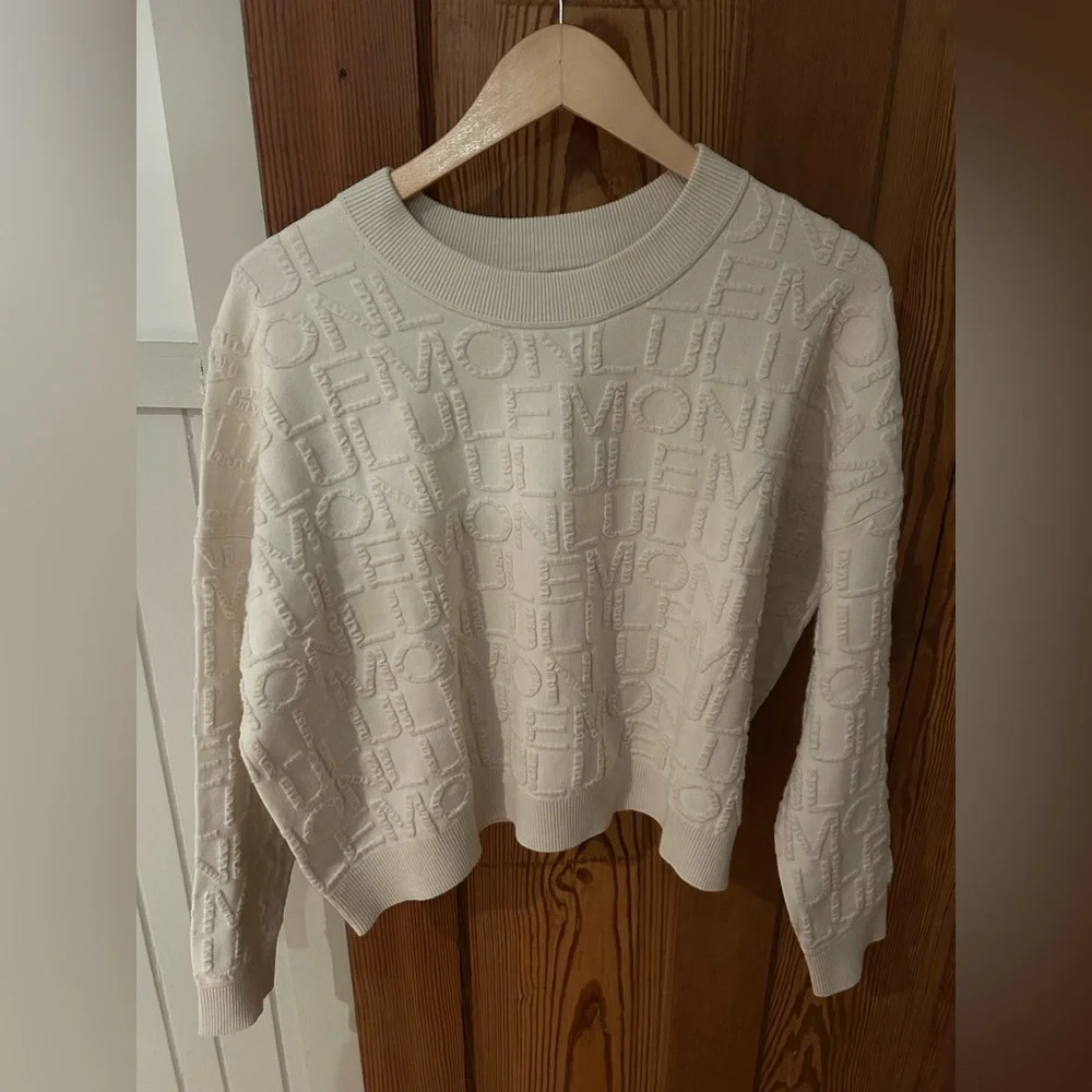 Lululemon Athletica Jacquard Cotton Blend Cream Crew Neck Sweater Size Medium - Picture 7 of 11